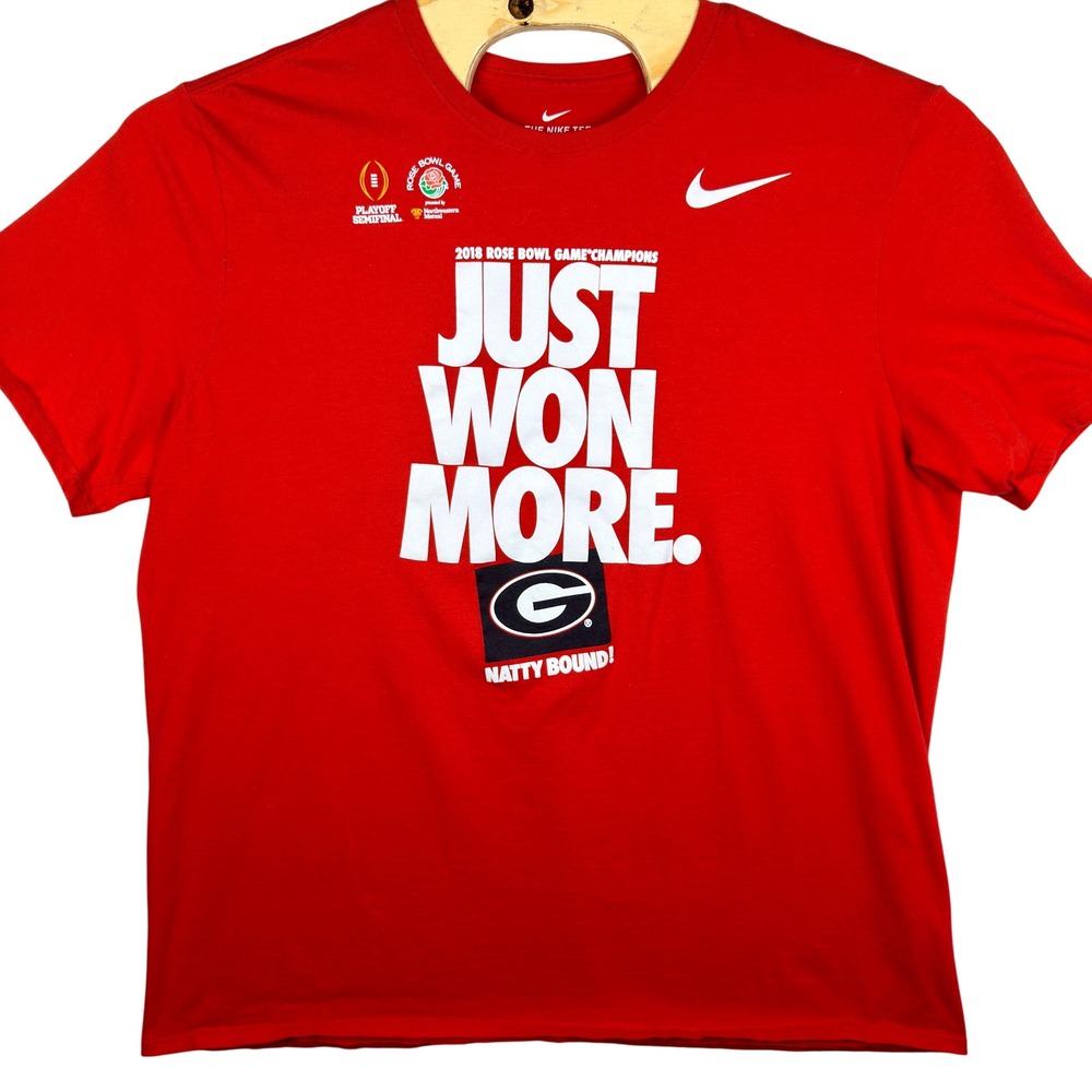 Nike Georgia Bulldogs T-Shirt Men XXL 2018 Rose Bowl Champions Red Just Won More